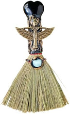 Witch Broom Halloween Crystal Witch Wiccan Altar Broom, Witchcraft Witches Pagan Altar Decor, Handmade Ritual Magic Ceremonial (Obsidian)