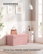 SONGMICS Foldable Storage Ottoman with Flipping Lid, 30 Inch Velvet Bench