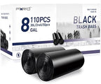 FORID Black Small Trash Bags, 8 Gallon Garbage Bags, Wastebasket Bin Liners 110 Count Plastic Trash Bags for Bathroom Bedroom Office Garbage Can 15 Liters - Durable & Thick Trash Bag