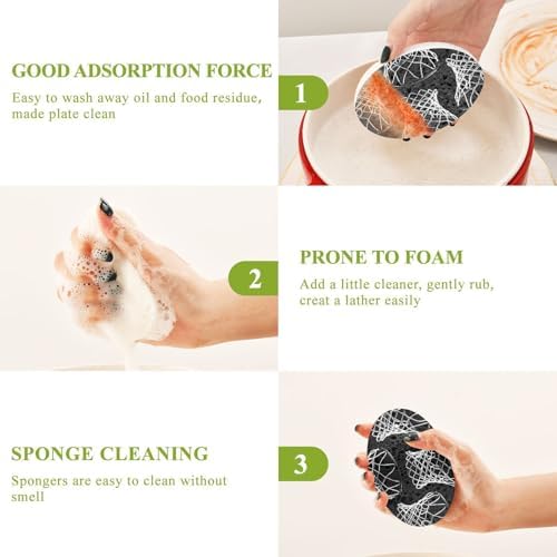 Basketball Hoop Nets Dish Scrub Sponges Kitchen Funny Non Scratch Reusable Compressed Cellulose Sponge Hanging for Household Cleaning Washing Dishes Pots and Pans 3 Pack - Image 4