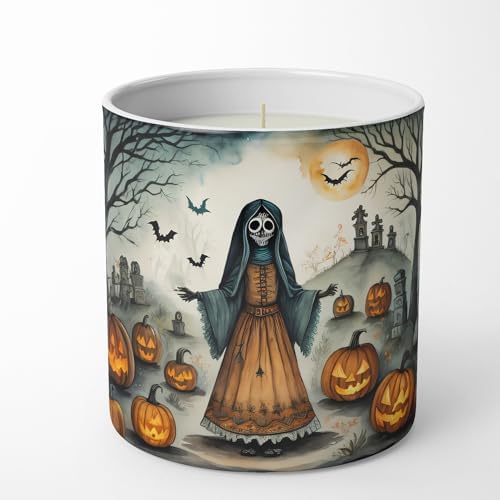 Caroline's Treasures DAC2254CDL La Llorona Skeleton Spooky Halloween Decorative Soy Candle Nature Soy Wax Essential Oil Home Decor Ideal for Bedroom Kitchen Bath Office Gift, 10 oz