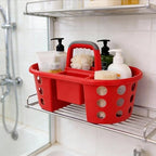 SIMPLYKLEEN Large Shower Caddy Portable 2PC - Made in USA Plastic Jumbo Size Dorm Storage Candy Tote with Handle Shower Organizer for Bathroom, Pantry, Kitchen, College Dorm, Green/Red