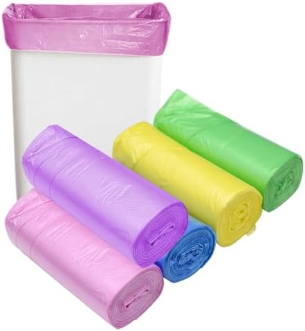 300 Count 8 Gallon Trash Bags Colored - Extra Thick Medium Garbage Bags 1.1 mil Strong, Leakage-Free,Unscented Thick for Bathroom, Office, Kitchen Waste Basket Trash Can (Multicolor, 300 Count)
