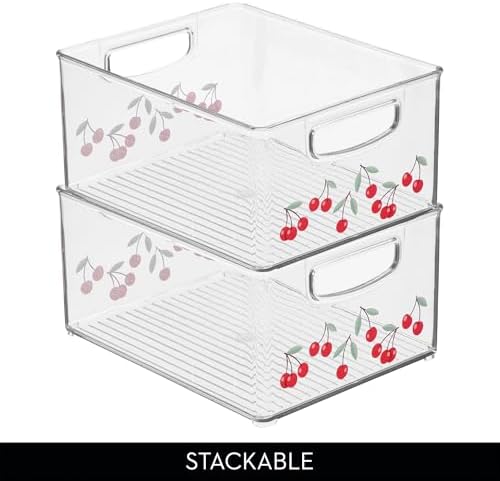 iDesign Bathroom Organizer Bin, Clear/Cherries