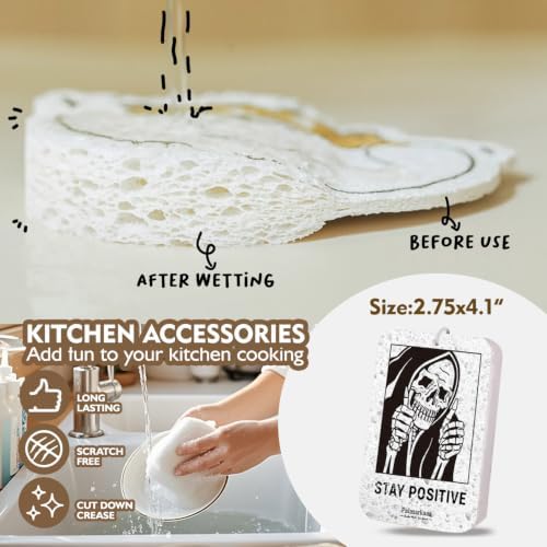 6 Pcs Skull Engraved Bamboo Cooking Utensils Set, Halloween Gifts for Friends, Cool Cooking Spoons Set Gift for Women Men, Birthdays Housewarming Gifts