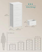 SONGMICS Dresser for Bedroom, Tall Dresser with 4 Fabric Drawers