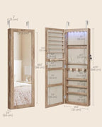 SONGMICS Jewelry Cabinet, Wall or Door Mounted Armoire, 6 LED Lights