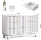 Jocoevol Fluted 6 Drawer Dresser for Bedroom, White