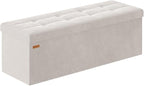 Folding Storage Ottoman, Velvet Storage Bench, Removable Divider, by Liveinacomfortablehome