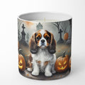 Caroline's Treasures DAC2029CDL Cavalier Spaniel Spooky Halloween Decorative Soy Candle Nature Soy Wax Essential Oil Home Decor Ideal for Bedroom Kitchen Bath Office Gift, 10 oz