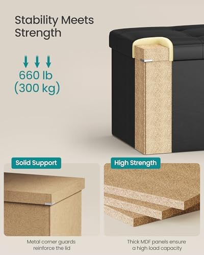 SONGMICS Storage Ottoman Bench, 30 Inches Folding Foot Rest Stool