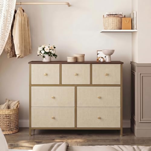 OLIXIS 7 Drawer Fabric Dresser, Storage Tower for Bedroom and Closet