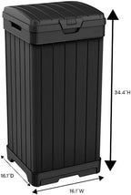 Outdoor Trash Can with Hinged Lid, 33 Gallon Capacity, Built-in Handles - Image 2