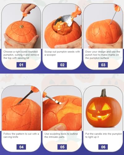 Luditek Pumpkin Carving Kit, 11 Pieces Halloween Jack-O-Lanterns Professional Stainless Steel Pumpkin Carving Tools, Pumpkin Cutting Supplies Tool Kit Halloween Gifts for Adults Kids