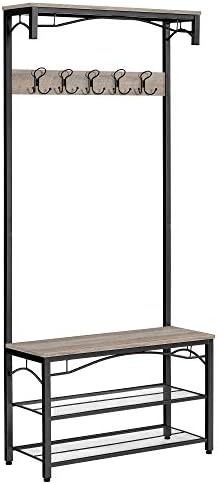 VASAGLE Shoe Bench Rack, 3-Tier Storage Shelf for Entryway Hallway Living Room, Industrial Accent Furniture with Steel Frame, 12.6 x 31.5 x 70.3 Inches, Greige