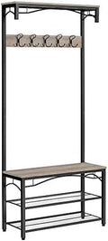 VASAGLE Shoe Bench Rack, 3-Tier Storage Shelf for Entryway Hallway Living Room, Industrial Accent Furniture with Steel Frame, 12.6 x 31.5 x 70.3 Inches, Greige