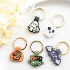 Tainsky Halloween Shapes Keychain Polymer Clay Cutter, 10 Shapes Fall Polymer Clay Keychain Cutters (A)