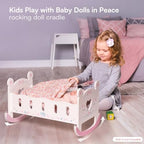 ROBOTIME Wooden Baby Doll Crib for 18-24 Inch Dolls, Age 3+
