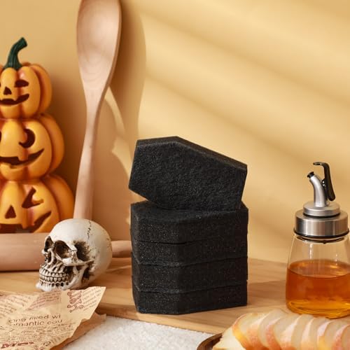 Tioncy 12 Pack Halloween Coffin Kitchen Sponges, Black
