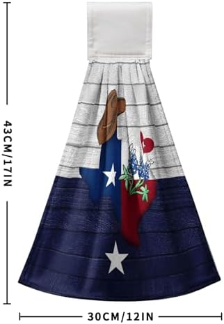 Texas Hanging Kitchen Towels Bluebonnet Navy Blue Gray Hand Tie Towel Texas Stars Dish Towels with Hanging Loop Soft Seasonal Decoration for Bathroom Kitchen