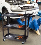 Utility Service Cart, 3 Shelf 200LBS Heavy Duty Steel Rolling Utility Cart - Image 8