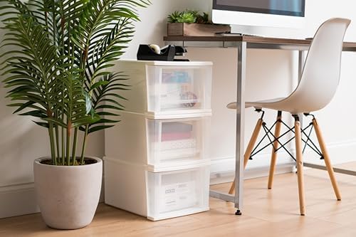 IRIS USA 4-Pack, 17 Qt. Medium Stacking Drawer Storage Organizer, White