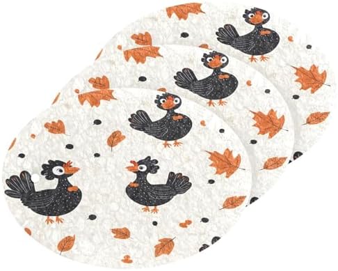 YETTASBIN Thanksgiving Turkey 3PCS Wood Pulp Scrub Sponges, Reusable Absorbent Household Cleaning Sponge Non-Scratch Kitchen Dish Sponges, Multi-Surface Safe Scrubber for Nonstick Pans, Pots by Unknown