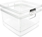 Isaac Jacobs 2-Pack Square Clear Storage Bins w/Cutout Handles, Plastic by IsaacJacobs