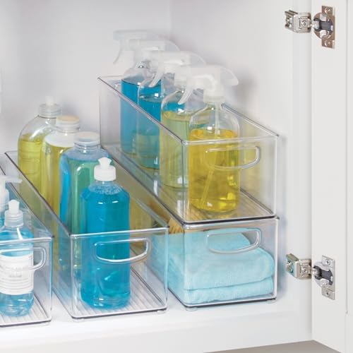 iDesign Plastic Stackable Pantry Bin with Handles, Set of 4, Clear