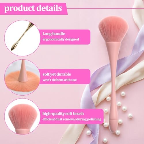 2Pcs Nail Dust Brush Cleaner,Large Makeup Brush Blush Brush Manicure Clean Up Tool,Soft Nail Art Dust Cleaner Brush for Acrylic Application and Makeup - Image 3