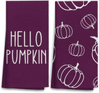 OHSUL Fall Kitchen Towels, Autumn Pumpkin Decor, Seasonal Hand Dish Towels, Modena Fall Decorations for Home, Bathroom Accent, Housewarming Gifts, Set of 2 by OHSUL