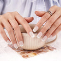 DANNI & TONI Semi Cured Gel Nail Strips Translucent White (Opal Veil) White-Tipped French Gel Nail Wraps 28 Stickers