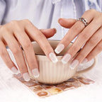 DANNI & TONI Semi Cured Gel Nail Strips Translucent White (Opal Veil) White-Tipped French Gel Nail Wraps 28 Stickers