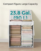 SONGMICS Laundry Hamper with Lid, 23.8 Gal (90 L) Synthetic Rattan,Foldable