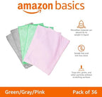 Amazon Basics Microfiber Cleaning Cloths, Ultra Absorbent, Scratch Free, Non-Abrasive, Reusable and Washable, All-Purpose, Car Detailing, 16" x 12", Green/Gray/Pink (Pack of 288)