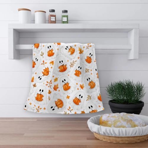 OHSUL Halloween Ghost Pumpkin Kitchen Dish Towels Dishcloth 16x24 Set of 2 - Image 4