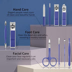 BLESWIN Manicure Set, 10 in 1 Professional Manicure and Pedicure Kit, Nail Care Kit for Women, Mens Nail Grooming Kit, Portable Nail Clipper Set Blue Leather Case for Travel Home - Image 2