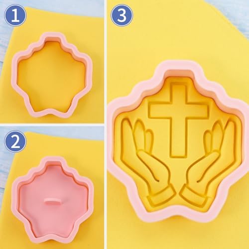 8 Pcs Happy Birthday Cookie Molds New Year Spring Festival 3D Biscuit Mould Baking Tool Easter Cartoon Stamps for Biscuits (Christ's Communion) - Image 2