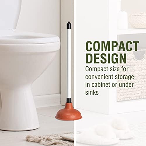 LDR 512 3210A Toilet Sink and Drain, Plastic Handle Rubber Cup Removes Clogs for Bathrooms, Kitchens, Baths, Showers, Powerful Commercial and Residential, Flat Plunger