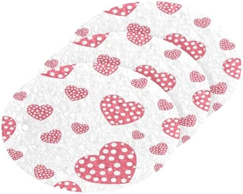 Hearts White Dots Cute Dish Scrub Sponges Kitchen Valentine's Day Non Scratch Reusable Compressed Cellulose Sponge Hanging for Household Cleaning Washing Dishes Pots and Pans 3 Pack by KOCOART