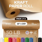 Brown Paper Roll 18" x 1800" (150 feet), Pack of 2 - USA-Made Brown Craft Wrapping Paper 50lb Thickness for Packing, Moving, Shipping & Crafts/Arts - 100% Recycled Natural Material by IDL Packaging