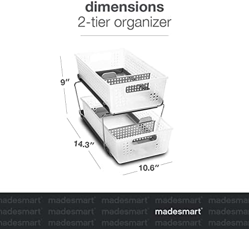madesmart Two Tier Organizer with Dividers, Frost