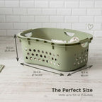 IRIS USA Plastic Laundry Basket 1.5 Bushel (50L), Built-In Handles, Green