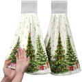 Xmas Tree Hanging Kitchen Towels Winter Holiday Hand Tie Towel Snowflakes Dish Towels with Loop Soft Absorbent Dishcloth for Bathroom Kitchen