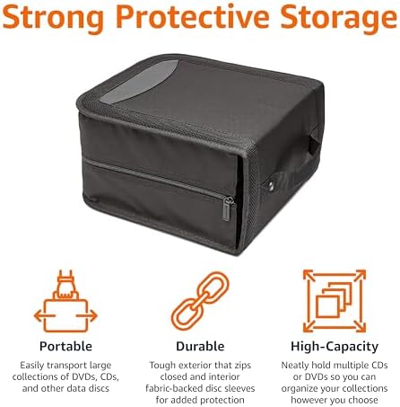 Amazon Basics Polyester CD/DVD Portable Storage Binder,400-capacity,Black,(Pack of 3)