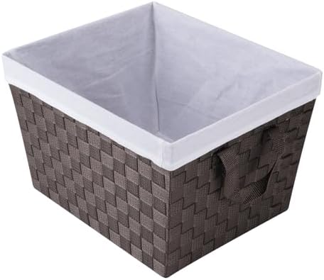 Whitmor Woven Strap Storage Tote Basket with Liner - Espresso
