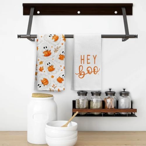 OHSUL Halloween Ghost Pumpkin Kitchen Dish Towels Dishcloth 16x24 Set of 2 - Image 5