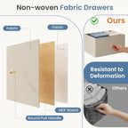 DUMOS Night Stand with 4 Fabric Drawers, Bedside Table for Bedroom
