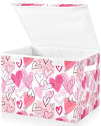 Valentine's Day Storage Bins with Lids and Carrying Handle,Foldable Storage Boxes Organizer Containers Baskets Cube with Cover for Home Bedroom Closet Office