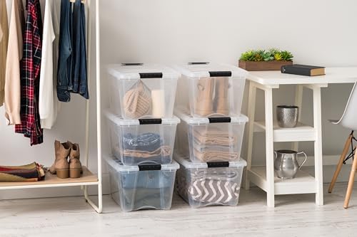 IRIS USA 6-Pack 32 Quart Storage Bins with Lids, Clear